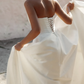 High-class Simple A Line Strapless White Satin Long Wedding Dress SH7355