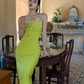 Elegant Sheath Strapless Satin Slit Prom Dress Evening Dress Date Dress SH5641