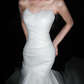 Unique Mermaid Sweetheart Neck White Organza Long Wedding Dress SH6670