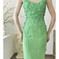 Exquisite Green Sheath Spaghetti Strap 3D Floral Beaded Chiffon Long Prom Dress Formal Dress SH3868