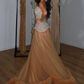 Stunning Shiny Rhinestone A Line Strapless Tulle Prom Dress Evening Dress SH6064