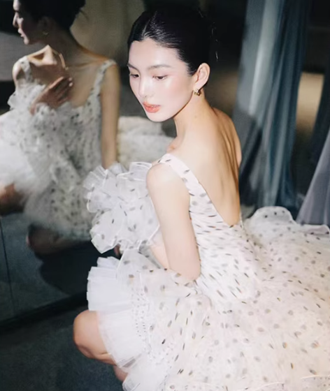 Polka Dot A Line Straps Pleated Chiffon Tulle Short Homecoming Dress Cocktail Dress SH3382
