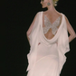 Elegant White Mermaid V Neck Butterfly Embroidery Beaded Chiffon Prom Dress Evening Dress SH3819