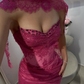 Pink A Line Sweetheart Neck Beaded Lace Prom Dress Evening Dress with Slit SH4438