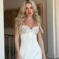 White A Line Straps Lace Satin Short Homecoming Dress Cocktail Dress SH3253