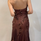 Vintage Sheath Halter Beaded Brown Chiffon Short Homecoming Dress Evening Dress SH2157