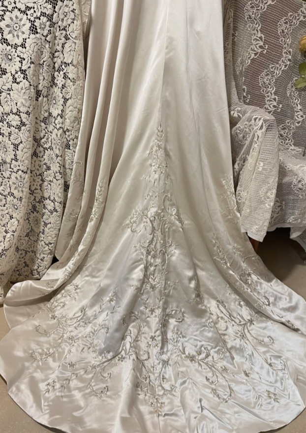 Vintage A Line Strapless Beaded Apricot Satin Prom Dress Wedding Guest Dress SH4653