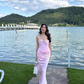 Pink Mermaid Strapless Corset Satin Prom Dress Vacation Dress SH6252