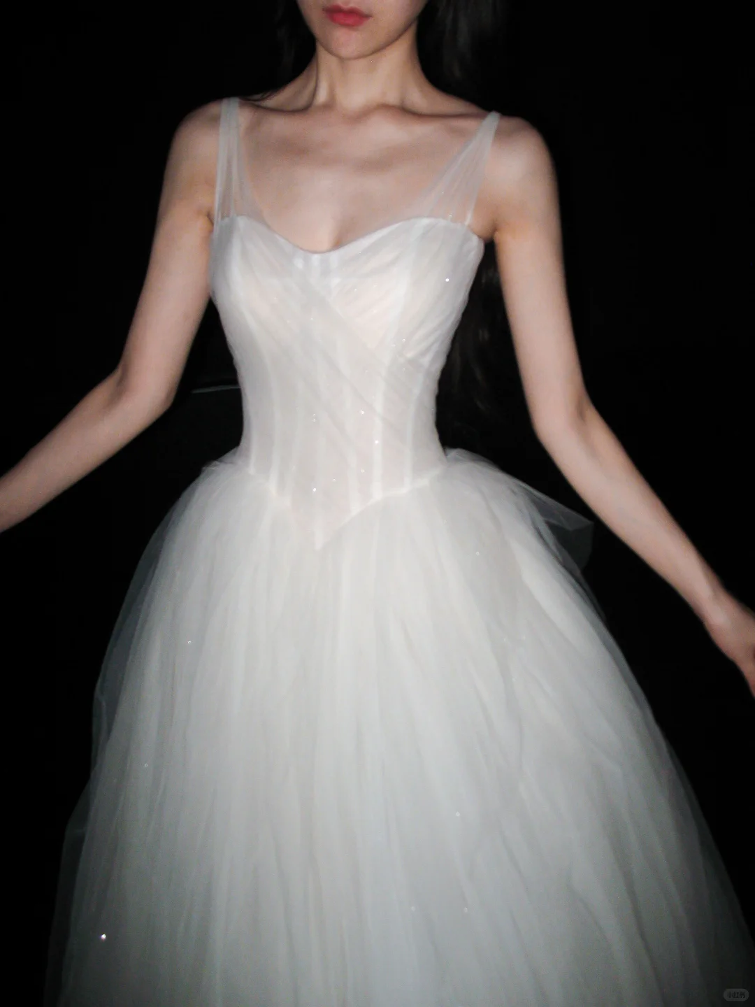 Elegant Ball Gown Spaghetti Strap Flowy Tulle Long Wedding Dress SH6623