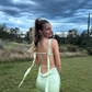 Elegant Mermaid Straps Light Green Satin Open Back Prom Dress Evening Dress SH2190