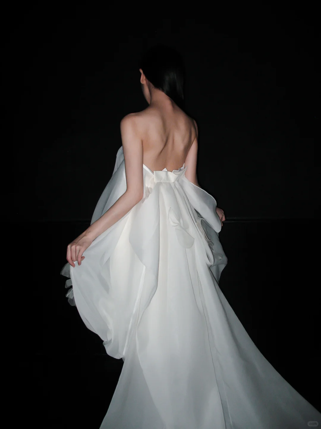 Cute A Line Strapless White Tulle Long Sweep Wedding Dress SH5979