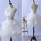Lovely White Tulle Short Party Dress, Cute Homecoming  Dress  SH617
