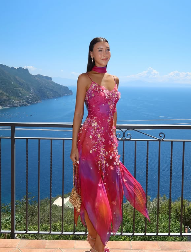 Vintage A Line Spaghetti Straps Beaded Chiffon Homecoming Dress Outfits SH4795