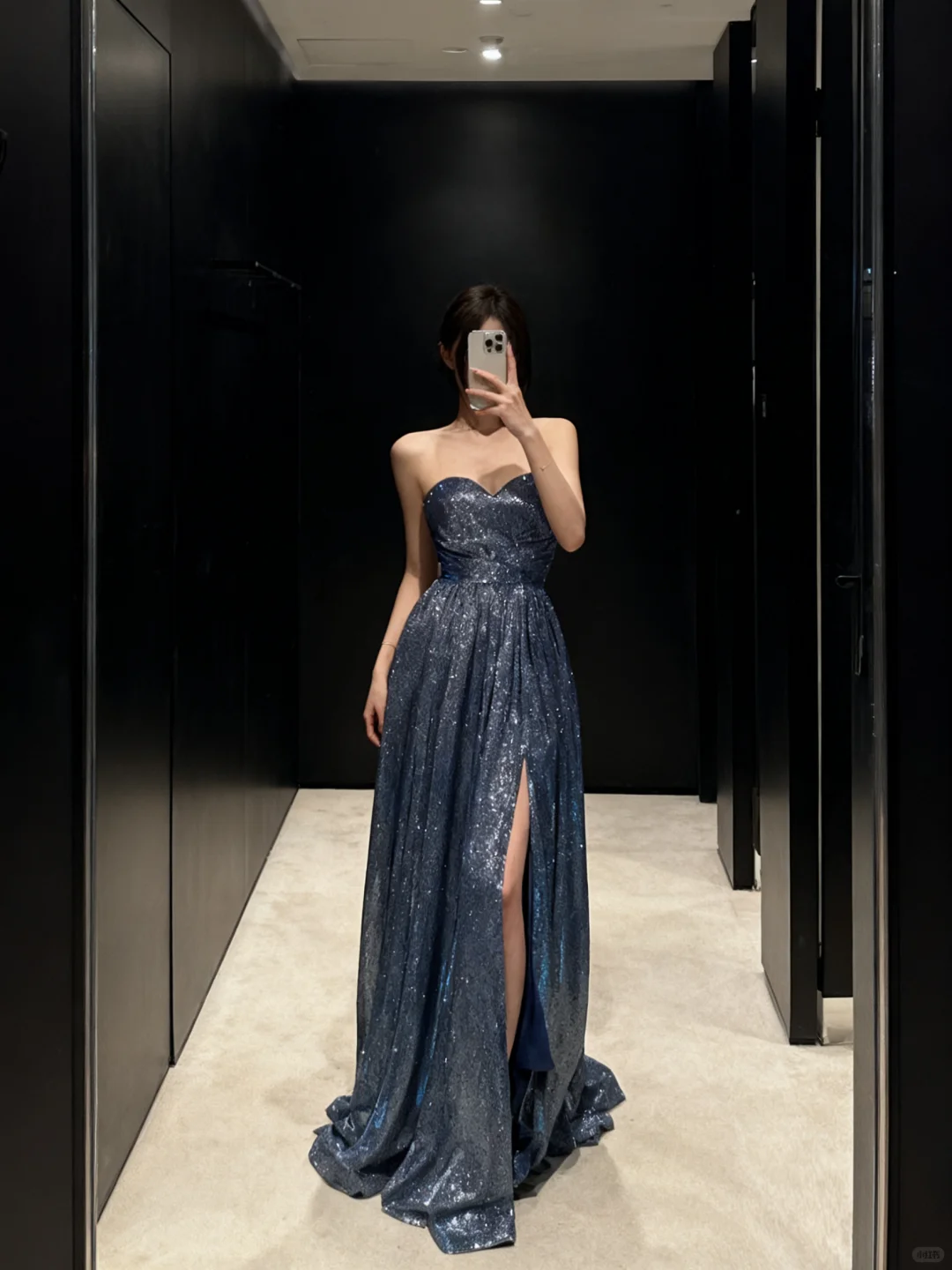 Shiny Blue A Line Sweetheart Neck Sequin Long Prom Dress Evening Dress with Slit SH5109