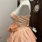 Cute Vintage A Line Strapless Layered Flower Coral Sands Satin Short Homecoming Dress Cocktail Dress SH2986