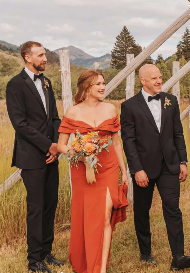 Burnt Orange Mismatched Charming Autumn Wedding Party Bridesmaid Dresses SH5578