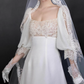 Vintage A Line Long Sleeve White Beaded Satin Long Wedding Dress SH5038