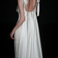 Sweety Bow A Line Straps White Lace Satin Long Wedding Dress SH5975
