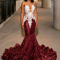 Charming Sequins Mermaid Evening Dress Long Prom Dress SH976