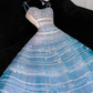 Silver Sequin Ball Gown Strapless Blue Tulle Prom Dress Party Dress SH3414