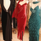 Peacock Blue Vintage Mermaid Spaghetti Strap Beaded Layered Chiffon Party Dress Prom Dress SH4116