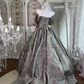 Vintage Grey Print Floral Ball Gown Beaded Satin Tulle Prom Dress Sweet 16 Dress SH5986