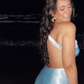 Baby Blue Mermaid One Shoulder Satin Short Open Back Homecoming Dress SH2264
