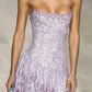 Sparkly Blue Strapless Sequin Homecoming Dress Spaghetti Straps Cocktail Dress Birthday Outfits SH3502