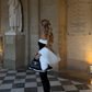 Classic Black-white A Line Off the Shoulder Satin Short Homecoming Dress Outfits SH6491