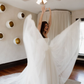 Simple A Line Sweetheart Neck White Tulle Long Wedding Dress SH5286