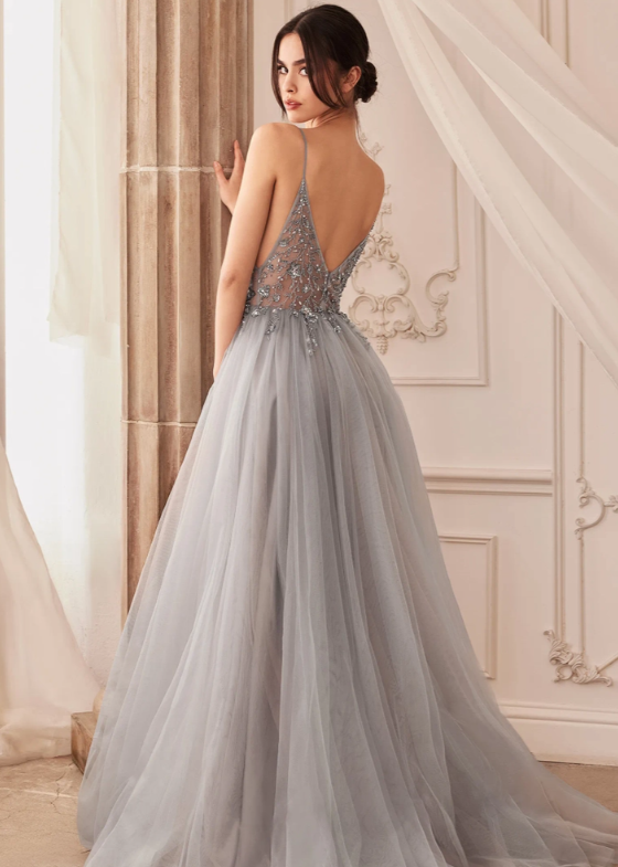 Pink Gentle  Exquisited Beaded Tulle Prom Dress Long Prom Dresses Evening Dress S405