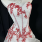 Vintage Ball Gown Strapless Exquisite Red Beaded White Tulle Prom Dress Graduation Prom Dress SH5491