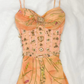 Retro Orange Print Floral A Line Spaghetti Straps Chiffon Long Prom Dress Cocktail Dress SH3547
