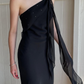 Sexy Sheath Spaghetti Strap Beaded Black Chiffon   Long Prom Dress Prom Dress SH2650