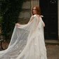 Vintage Ivory A Line Straps Lace Appliques Satin Long Wedding Dress SH6095