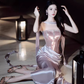 Purple Exquisite Beaded Sheath Strapless Corset Satin Prom Dress Party Dress with Slit SH3759