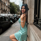 Turquoise A Line Sweetheart Neck Satin Short Homecoming Dress SH4011