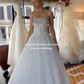 Shiny Ball Gown Strapless Exquisite Beaded White Tulle Long Wedding Dress SH8382