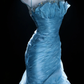 Dreamy Blue Vintage Mermaid Straps Beaded Pleated Organza Long Graduation Prom Dress SH5276