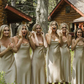 Simple Silk Satin Cowl Neck Spaghetti Strap Popular Tea Length Bridesmaid Dresses SH5587