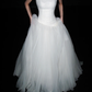 Simple Beautiful Ball Gown Strapless White Satin Tulle Long Wedding Dress SH6678
