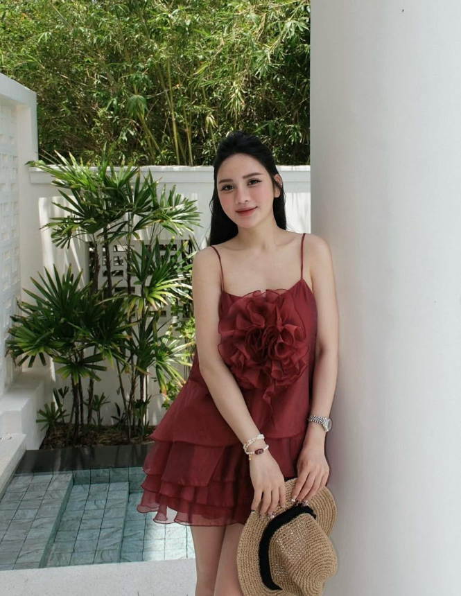 Burgundy A Line Spaghetti Strap Layered Chiffon Short Homecoming Dress Outfits SH4680