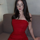 Sexy Red Sheath Strapless Beaded Sequin Short Homecoming Dress Birthday Dress SH4164