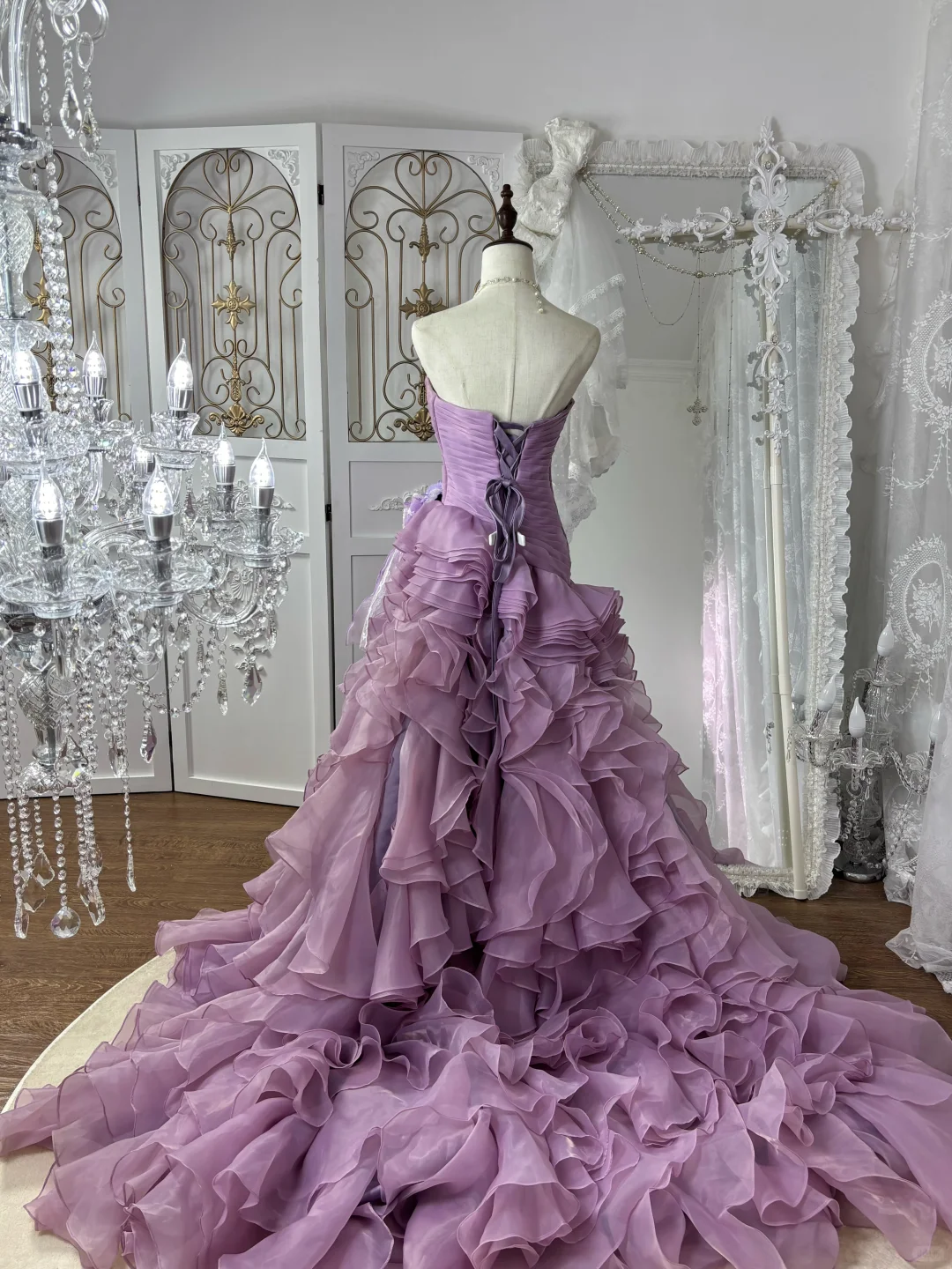 Vintage Purple Mermaid Sweetheart Neck Layered Organza Prom Dress Sweet 16 Dress SH5780