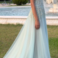 Baby Blue A Line Exquisite Beaded Tulle Prom Dress Wedding Guest Dress SH4723