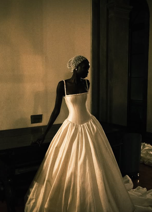 Simple Ball Gown Spaghetti Strap White Satin Prom Dress Wedding Dress SH4664