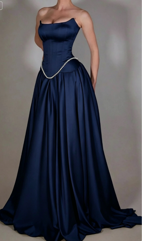 Exquisite Satin Ivory Sleeveless Strapless Long Pleated Prom Dress with Beadings SH5463