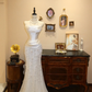 Beautiful Mermaid Strapless Beaded Lace Satin Long Prom Dress Wedding Dress SH7403