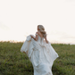 Vintage Ball Gown Off the Shoulder 3D Flower White Satin Wedding Dress SH6081