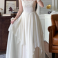 Gentle White A Line Straps Lace Chiffon Prom Dress Evening Dress SH6767